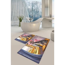 Modanoiva  Yıkanabilir Kaymaz Dot Taban 2'li Banyo Paspası ( 50CM x 60CM - 60CM x 100CM) MNP1016