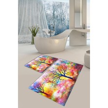 Modanoiva  Yıkanabilir Kaymaz Dot Taban 2'li Banyo Paspası ( 50CM x 60CM - 60CM x 100CM) MNP1034