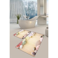Modanoiva  Yıkanabilir Kaymaz Dot Taban 2'li Banyo Paspası ( 50CM x 60CM - 60CM x 100CM) MNP1075