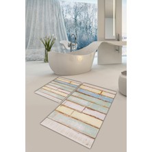 Modanoiva Yıkanabilir Kaymaz Dot Taban 2'li Banyo Paspası ( 50CM x 60CM - 60CM x 100CM) MNP1084
