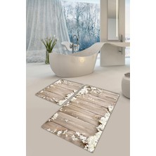 Modanoiva  Yıkanabilir Kaymaz Dot Taban 2'li Banyo Paspası ( 50CM x 60CM - 60CM x 100CM) MNP1098