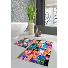 Modanoiva  Yıkanabilir Kaymaz Dot Taban 2'li Banyo Paspası ( 50CM x 60CM - 60CM x 100CM) MNP1181