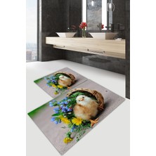 Modanoiva  Yıkanabilir Kaymaz Dot Taban 2'li Banyo Paspası ( 50CM x 60CM - 60CM x 100CM) MNP1191
