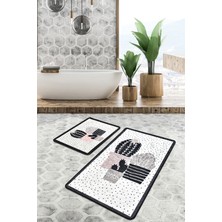 Modanoiva Yıkanabilir Kaymaz Dot Taban 2'li Banyo Paspası ( 50CM x 60CM - 60CM x 100CM) MNP3072