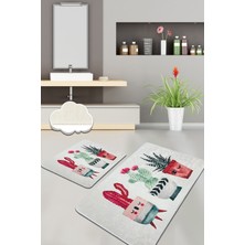 Modanoiva  Yıkanabilir Kaymaz Dot Taban 2'li Banyo Paspası ( 50CM x 60CM - 60CM x 100CM) MNP3074