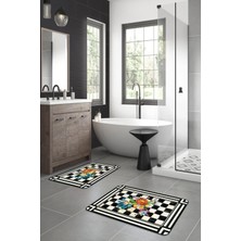 Modanoiva  Yıkanabilir Kaymaz Dot Taban 2'li Banyo Paspası ( 50CM x 60CM - 60CM x 100CM) MNP3085