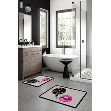 Modanoiva  Yıkanabilir Kaymaz Dot Taban 2'li Banyo Paspası ( 50CM x 60CM - 60CM x 100CM) MNP3088