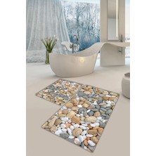 Modanoiva  Yıkanabilir Kaymaz Dot Taban 2'li Banyo Paspası ( 50CM x 60CM - 60CM x 100CM) MNP1088