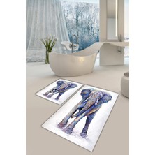 Modanoiva  Yıkanabilir Kaymaz Dot Taban 2'li Banyo Paspası ( 50CM x 60CM - 60CM x 100CM) MNP1049