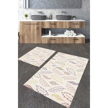 Modanoiva  Yıkanabilir Kaymaz Dot Taban 2'li Banyo Paspası ( 50CM x 60CM - 60CM x 100CM) MNP1131