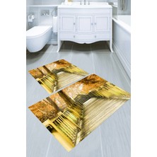 Modanoiva  Yıkanabilir Kaymaz Dot Taban 2'li Banyo Paspası ( 50CM x 60CM - 60CM x 100CM) MNP1163