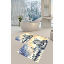 Modanoiva  Yıkanabilir Kaymaz Dot Taban 2'li Banyo Paspası ( 50CM x 60CM - 60CM x 100CM) MNP1013