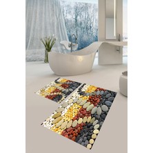 Modanoiva  Yıkanabilir Kaymaz Dot Taban 2'li Banyo Paspası ( 50CM x 60CM - 60CM x 100CM) MNP1029