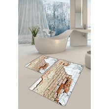 Modanoiva  Yıkanabilir Kaymaz Dot Taban 2'li Banyo Paspası ( 50CM x 60CM - 60CM x 100CM) MNP1039