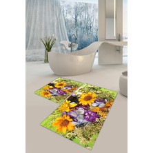 Modanoiva  Yıkanabilir Kaymaz Dot Taban 2'li Banyo Paspası ( 50CM x 60CM - 60CM x 100CM) MNP1042