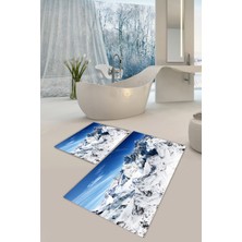 Modanoiva  Yıkanabilir Kaymaz Dot Taban 2'li Banyo Paspası ( 50CM x 60CM - 60CM x 100CM) MNP1051