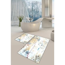 Modanoiva  Yıkanabilir Kaymaz Dot Taban 2'li Banyo Paspası ( 50CM x 60CM - 60CM x 100CM) MNP1081