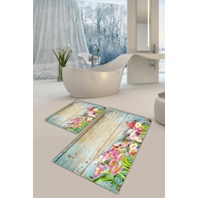 Modanoiva  Yıkanabilir Kaymaz Dot Taban 2'li Banyo Paspası ( 50CM x 60CM - 60CM x 100CM) MNP1094