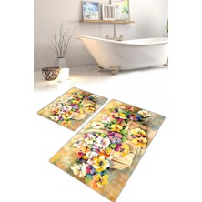 Modanoiva  Yıkanabilir Kaymaz Dot Taban 2'li Banyo Paspası ( 50CM x 60CM - 60CM x 100CM) MNP1144