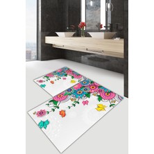 Modanoiva  Yıkanabilir Kaymaz Dot Taban 2'li Banyo Paspası ( 50CM x 60CM - 60CM x 100CM) MNP1149
