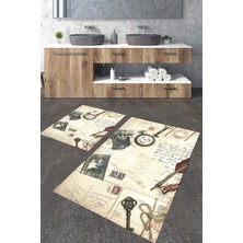 Modanoiva  Yıkanabilir Kaymaz Dot Taban 2'li Banyo Paspası ( 50CM x 60CM - 60CM x 100CM) MNP1164