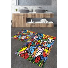 Modanoiva  Yıkanabilir Kaymaz Dot Taban 2'li Banyo Paspası ( 50CM x 60CM - 60CM x 100CM) MNP1184