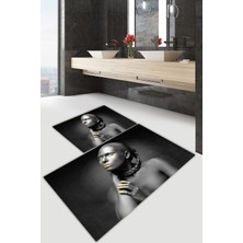 Modanoiva  Yıkanabilir Kaymaz Dot Taban 2'li Banyo Paspası ( 50CM x 60CM - 60CM x 100CM) MNP1198