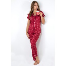 Doremi Burgundy Heart Kısa Kollu Pijama Takımı