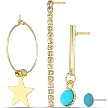 Duke Nickle Kadın Zirkon Taşlı 4lü Küpe DBKP2071