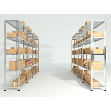 Rafburada 6 Katlı 3'lü Bitişik Galvaniz Çelik Raf.depo,dosya Rafı 0.70 MM-43X75-200CM