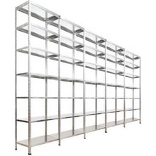 Rafburada 7 Katlı 5'li Bitişik Galvaniz Çelik Raf.depo,dosya Raf 1.00 MM-59X93-200CM