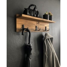 O&A Wood Doğal Ahşap Vestiyer, Dekoratif 3 Askılı Portmanto