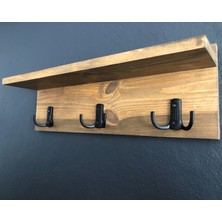 O&A Wood Doğal Ahşap Vestiyer, Dekoratif 3 Askılı Portmanto