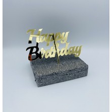 Turuncu Lazer Pasta Süsü Happy Birthday 1.8 Mm. Pleksi Gold