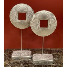 By Ari Ikili Yuvarlak Dekor Gümüş-Do124-2