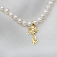 Glorria Kişiye Özel Doğum Çiçeği Inci Gümüş Kolye