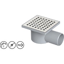 MaxiFlow Line Kare Yer Sifon Krom Kapaklı 10X10X32 Yandan