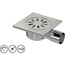 MaxiFlow Premium  Krom Elit Yer Sifonu 15X15X50 Yandan