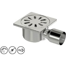 MaxiFlow Premium  Krom Elit Yer Sifonu 10X10X50 Yandan