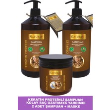 Naturix Tuzsuz Keratin Şampuan 2 Adet 600 ml Onarıcı Bakım Şampuanı + 500 ml Keratin Bakım Saç Kremi