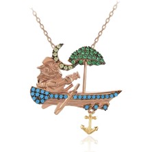 Sandalda Gitar Çalan Baykuş Gümüş Kolye