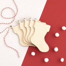 Nt Handmade 5 Adet Ahşap Yılbaşı Süsü-Çorap