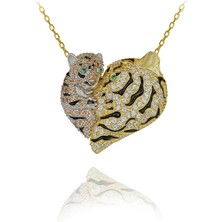 Anne Yavru Kaplan Gümüş Kolye