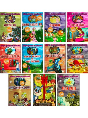 Ata Yayıncılık Dünya Çocuk Klasikleri Büyük Boy Resimli  6-9 Yaş Arası En Sevilen Masallar Seti+Eğlenceli Kum Boyama Seti