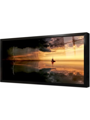 Tablosan Gün Batımı Manzara Çerçeveli Cam Tablo