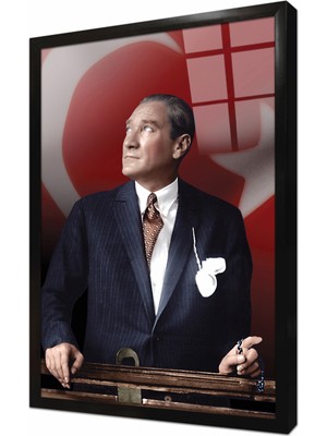 Tablosan Istikbal Göklerdedir Atatürk Portresi Çerçeveli Cam Tablo