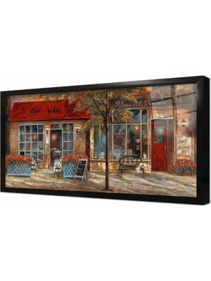 Tablosan Paris Cafe Çerçeveli Cam Tablo