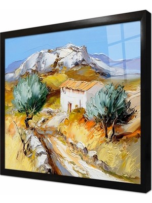 Tablosan Köy Evi Manzara Çerçeveli Cam Tablo