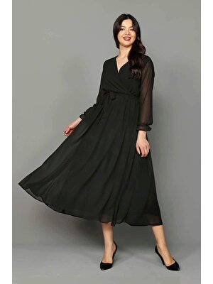 Selectviva Siyah Şifon Elbise