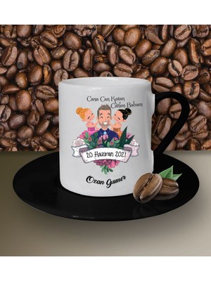 Hediye Zengini Kişiye Özel Cana Can Katan Canım Babam Temalı Beyaz Kahve Fincanı